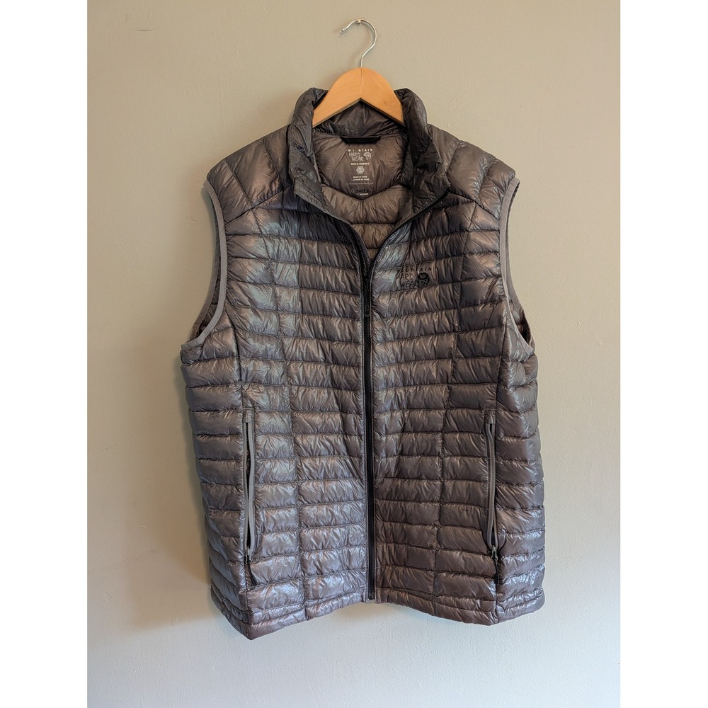 Mountain Hardwear Ghost Whisperer Down Vest XL Gray OM6296 800-Fill Puffer Mens
